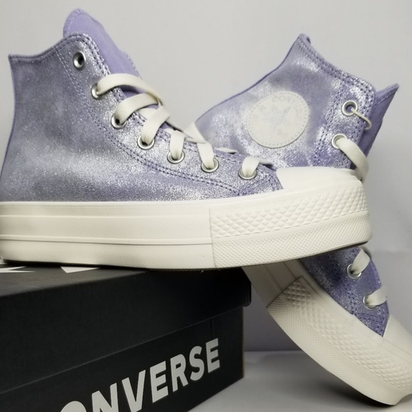 Converse CTAS Lift Hi Top Sneakers Brand New Women 8 Lilac Pewter A11549C NWT - Picture 1 of 9